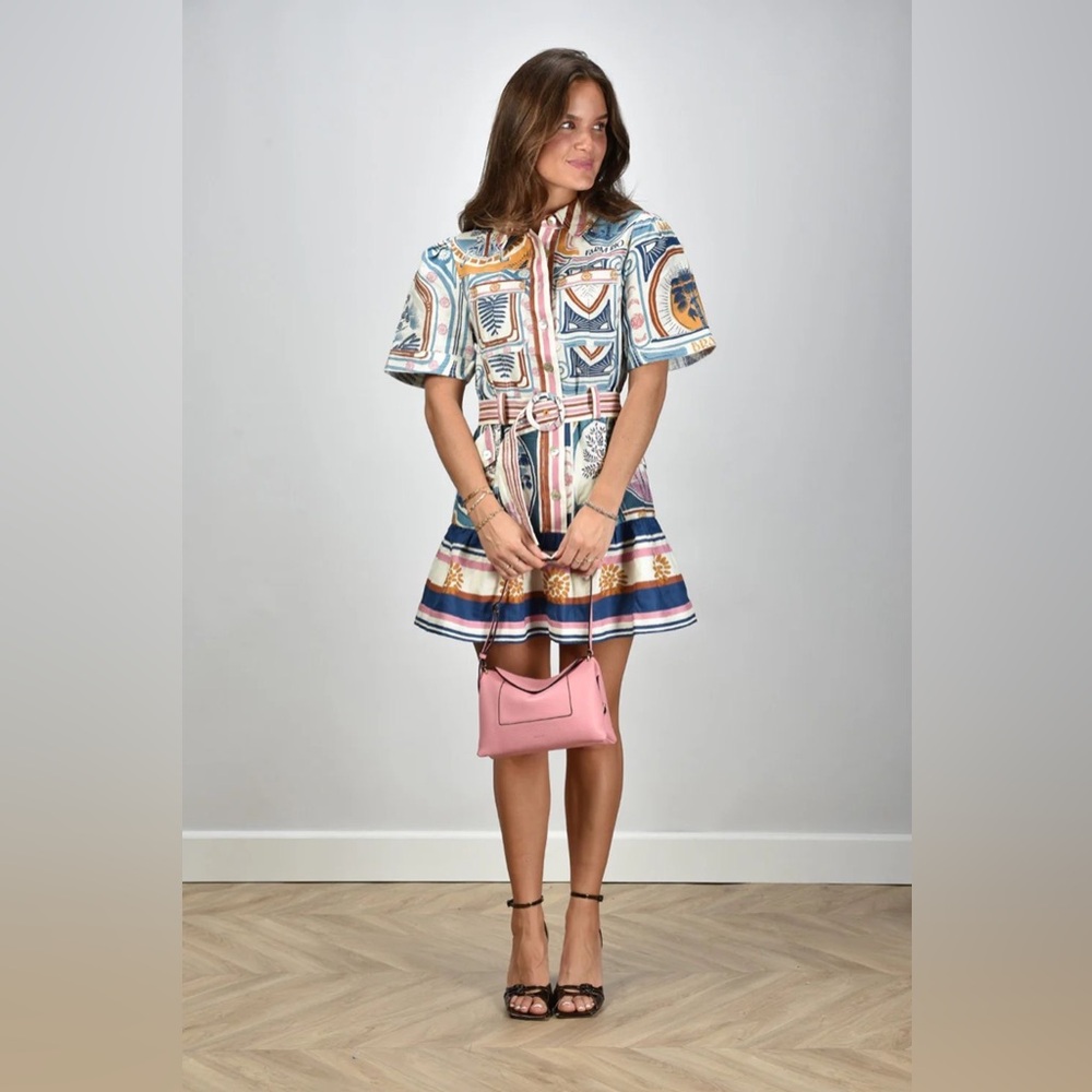 FARM Rio Cerrado Stamps Linen Mini Dress size L - Picture 3 of 9